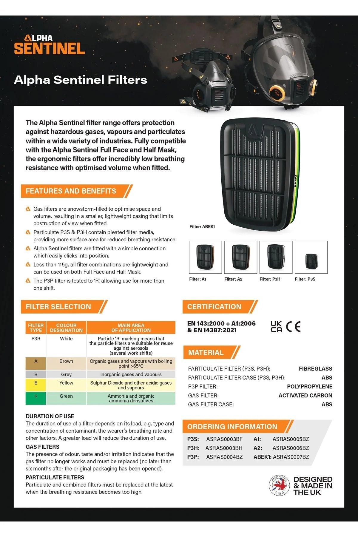 Alpha Sentinal ABEK1 Organik İnorganik Asit ve Amonyak Filtresi (Çift) Alpha Sentinal ABEK1 Organik İnorganik Asit ve Amonyak Filtresi (Çift)